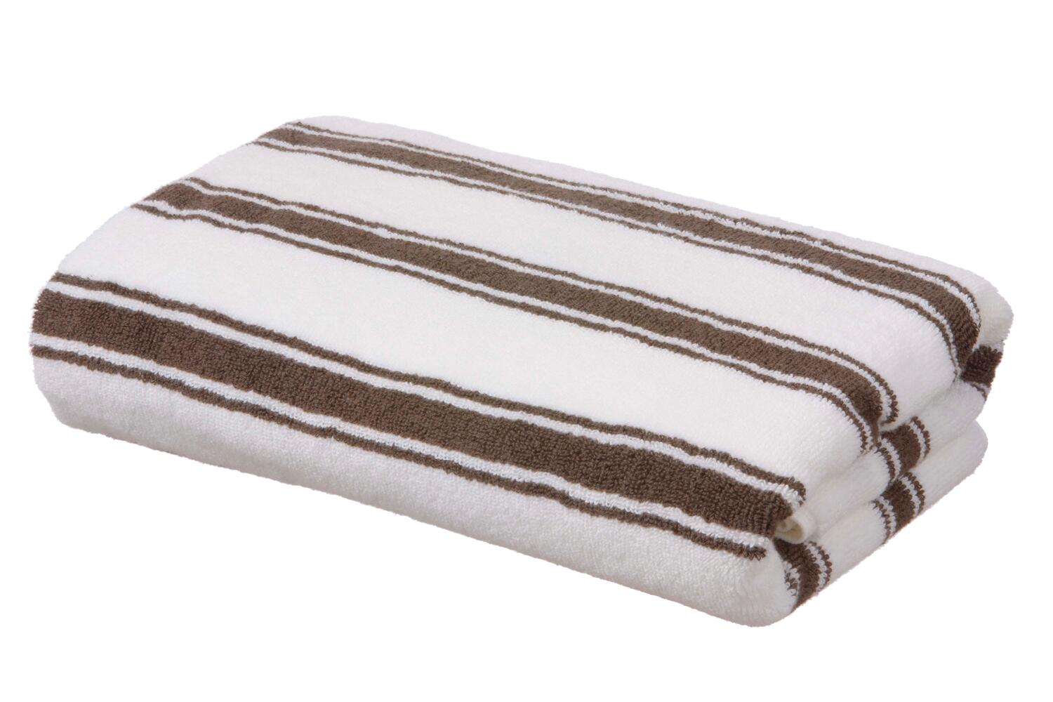 Riviera Stripe håndklæde - Ivory/Brown